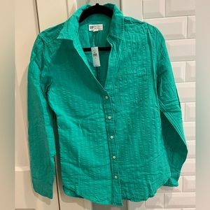 NWT Gap Perfect Shirt - Green, Size Small